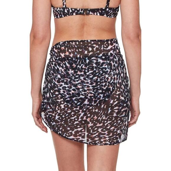 Sanctuary Swim Short Crinkle Chiffon Animal Print Pareo Sz S/M  Side Tie NEW - Picture 2 of 3
